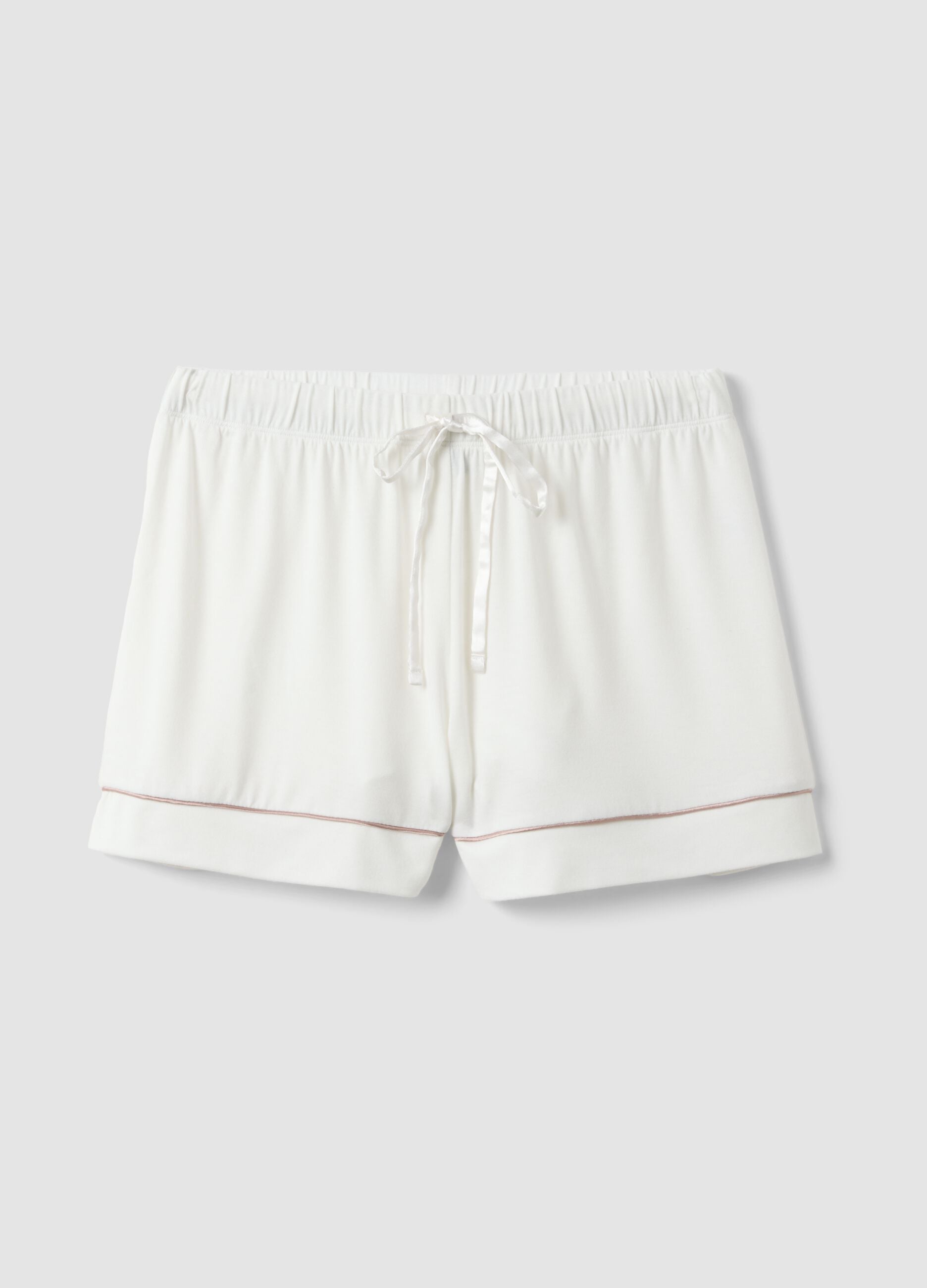 White stretchy viscose blend pyjama shorts regular fit
