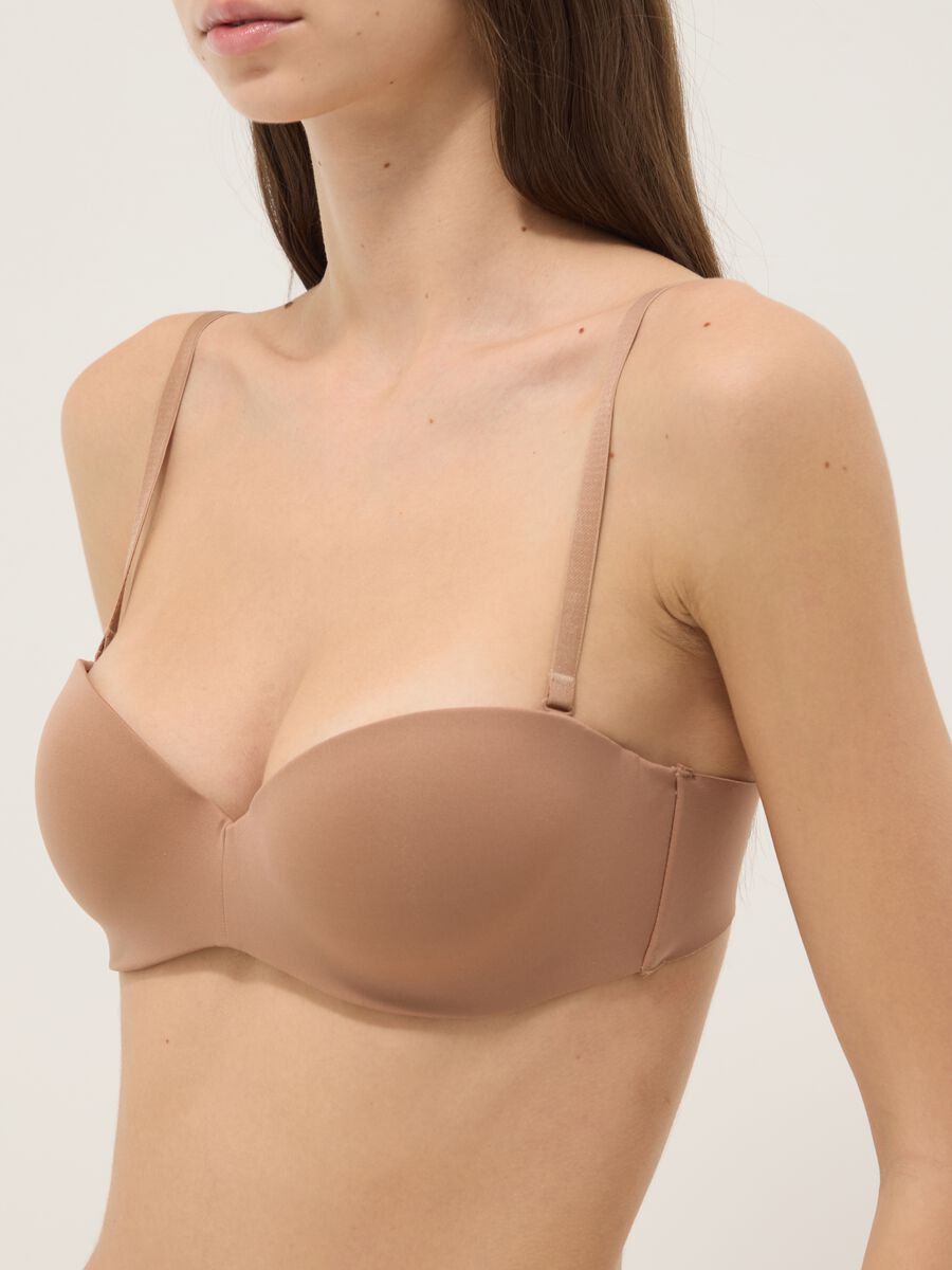 Beige balconette bra with removable padding_3