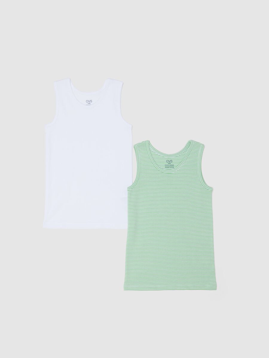 Pack of two multicoloured pure cotton boys' tank tops, regular fit_0