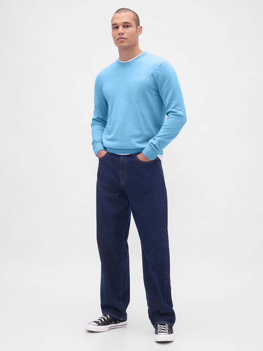 Blue Cotton Blend Sweater_2