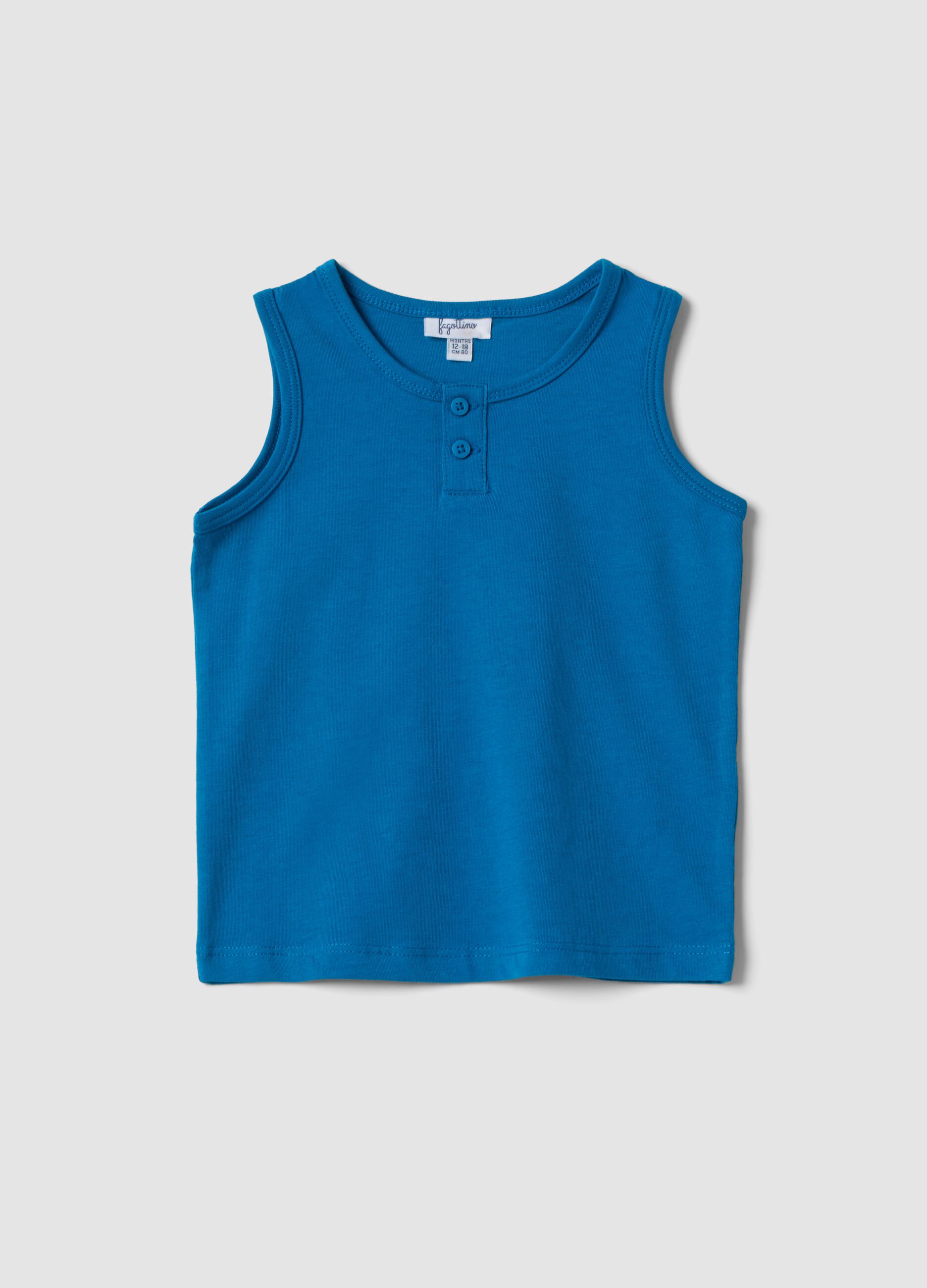 Blue pure cotton vest top