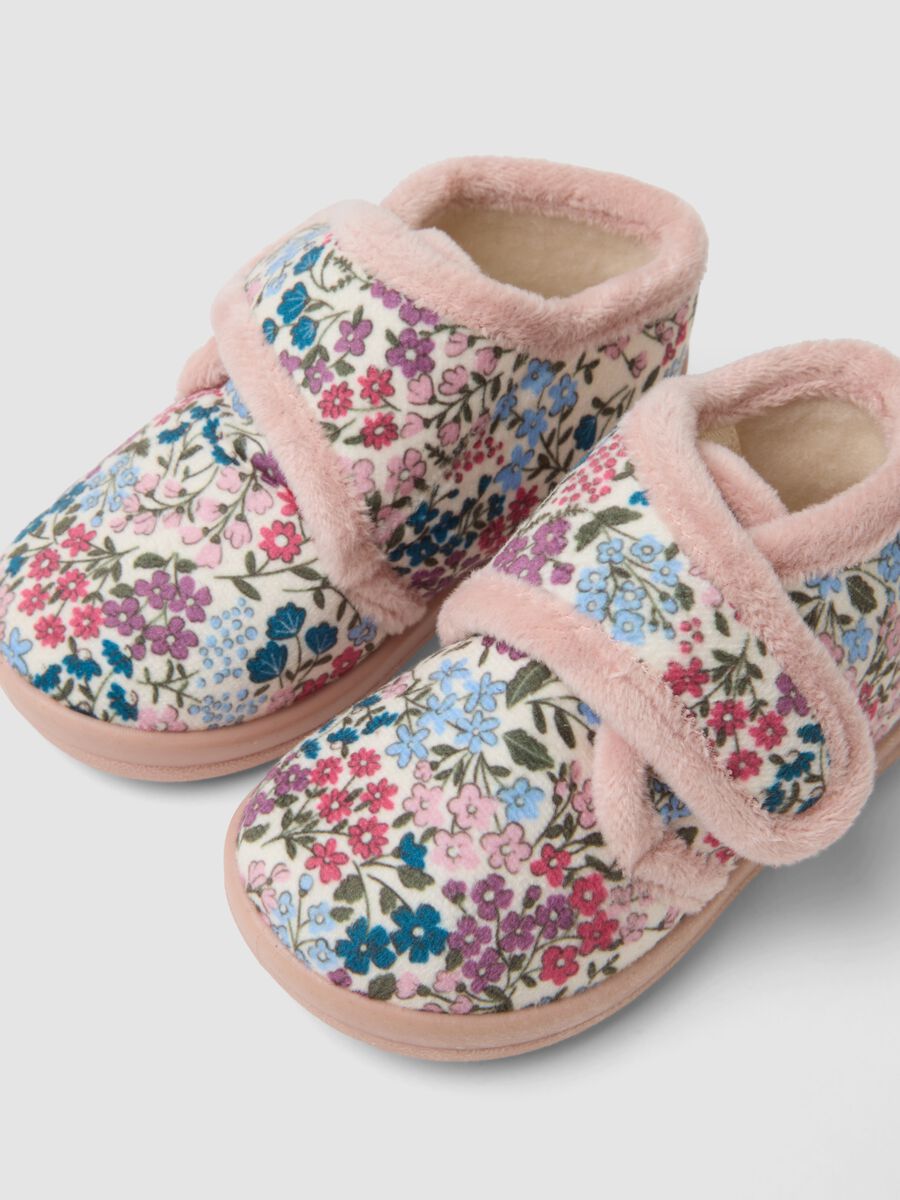 Pink floral bootie slippers_1