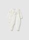 White newborn romper in pure cotton with long sleeves and embroidery_0