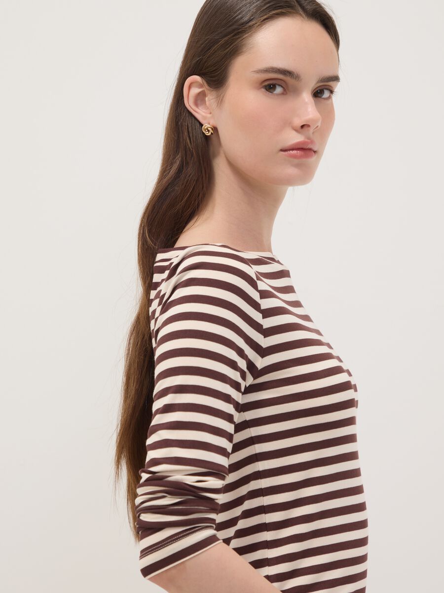 Multicolour striped slim-fit stretch viscose T-shirt_1
