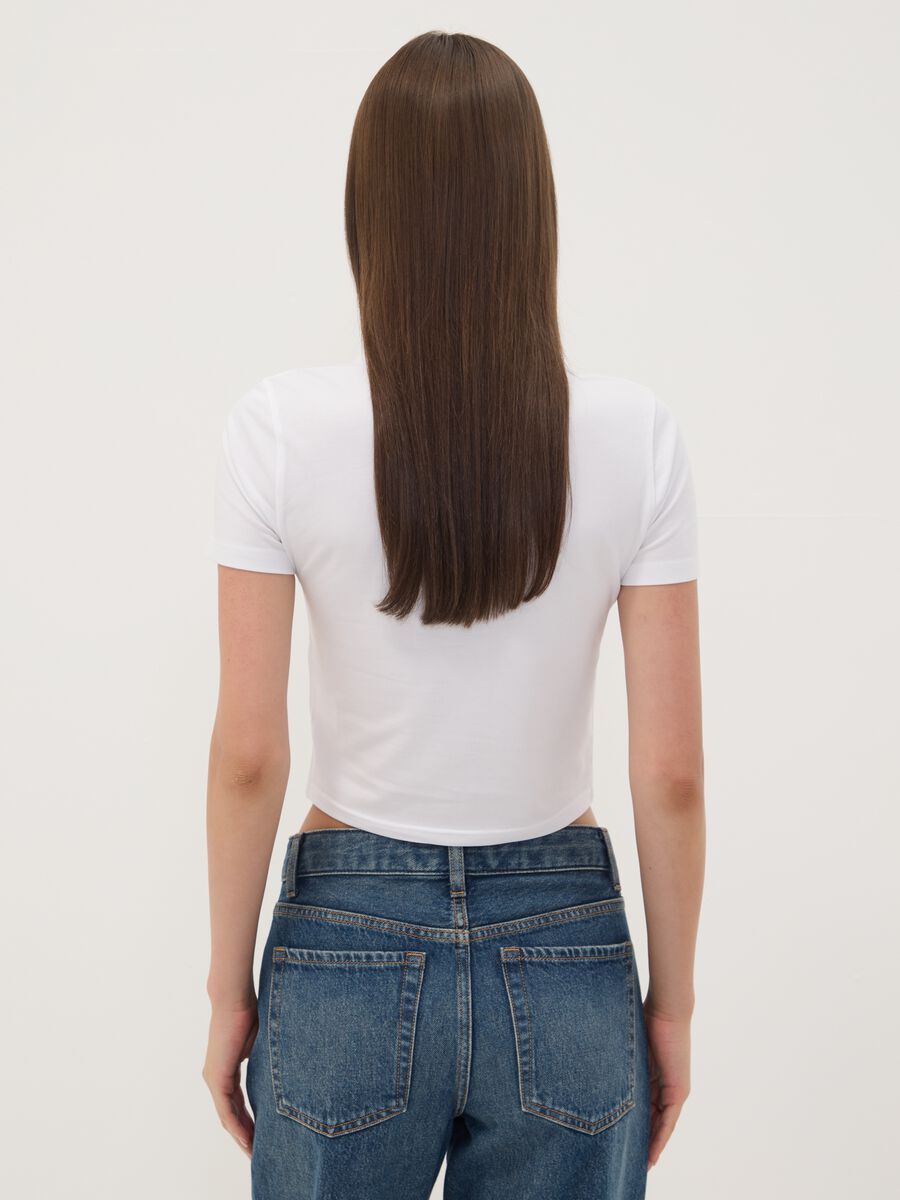 White stretch cotton T-shirt with Sakura print, regular fit_3