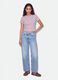 Purple striped cropped pure cotton T-shirt with print_1