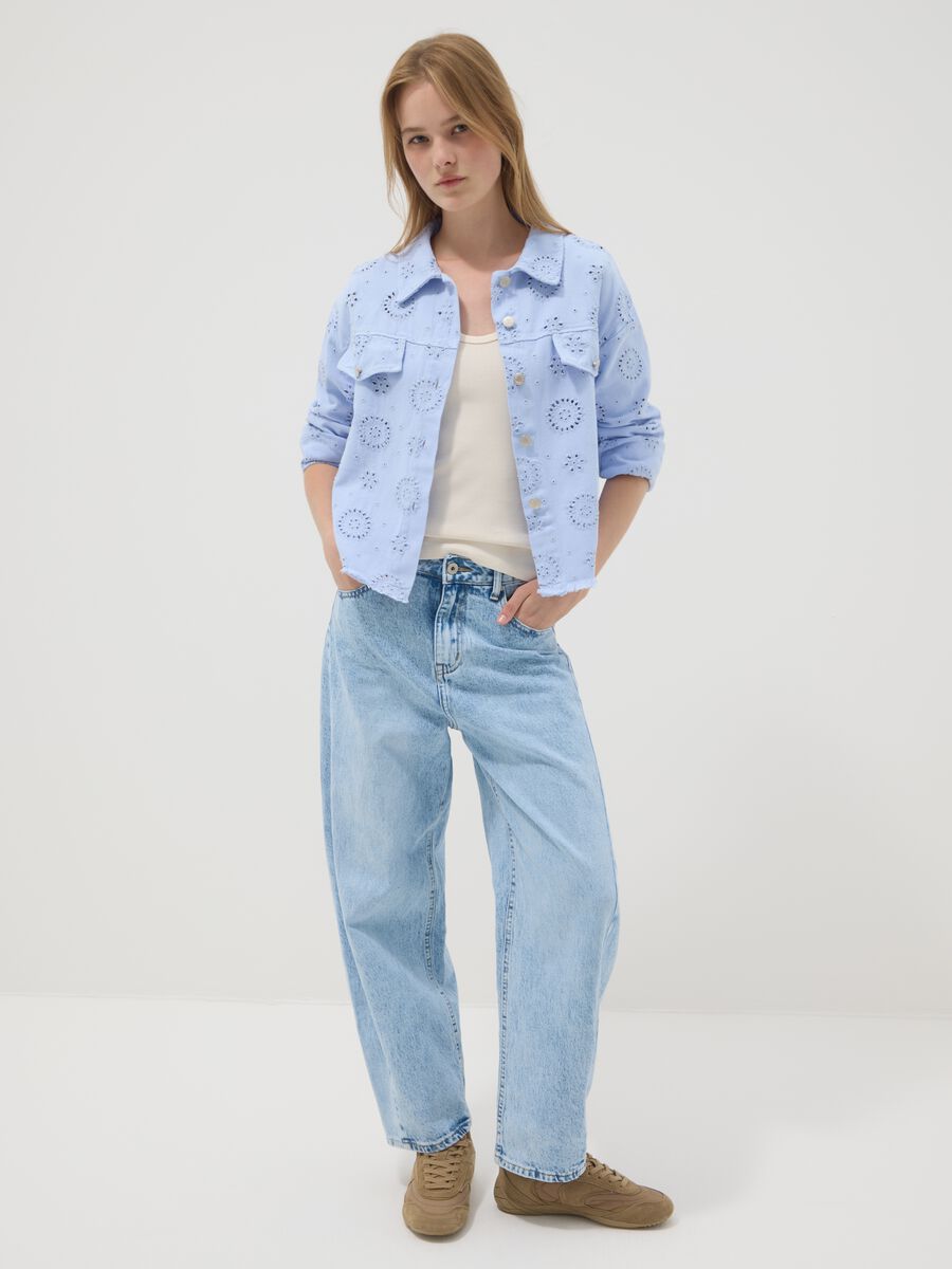 Sky-blue pure cotton broderie anglaise jacket_2
