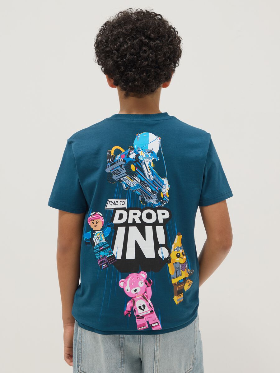 T-shirt in puro cotone blu da bambino regular fit con stampe_1