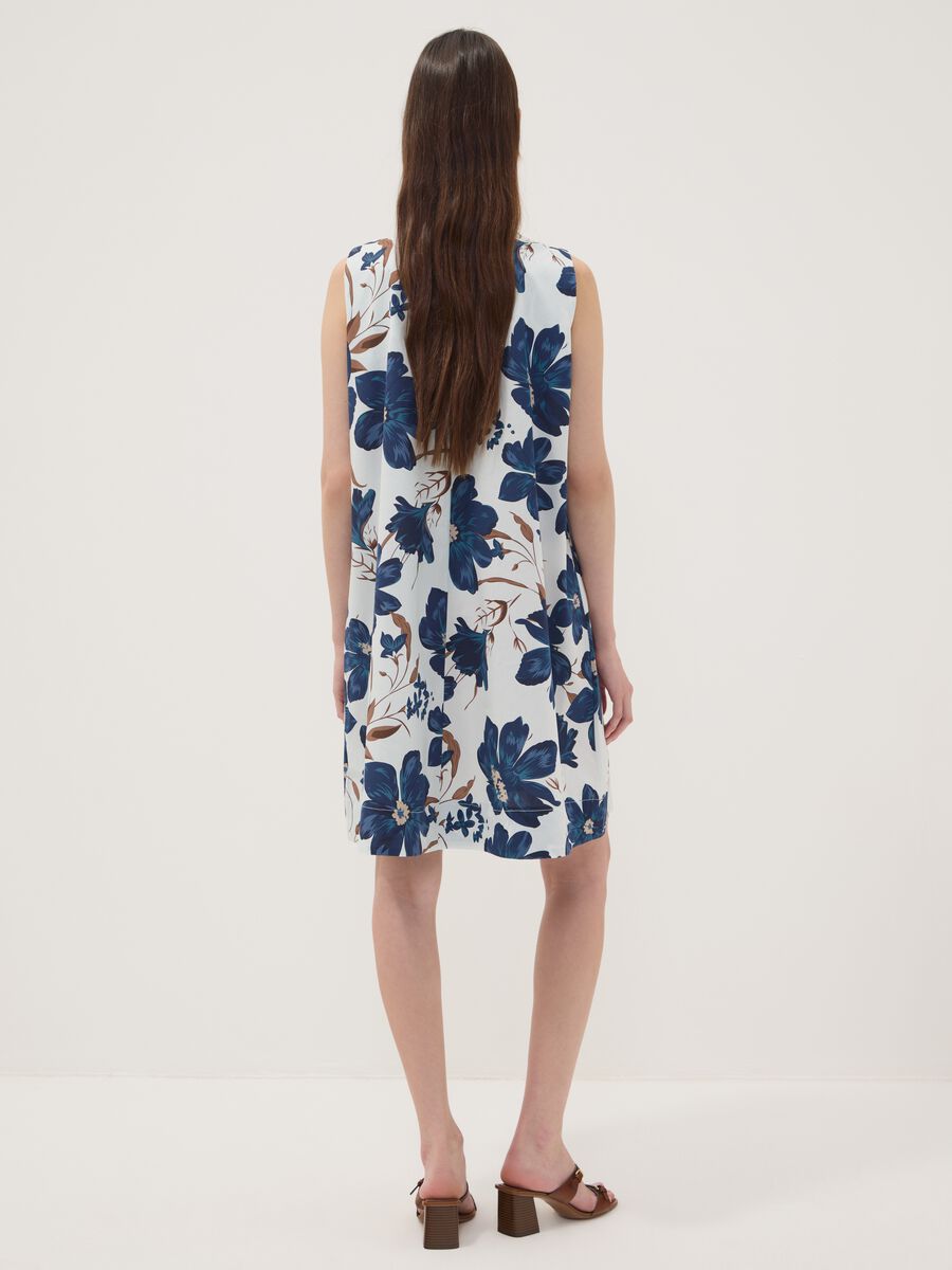 White stretch cotton dress with floral print, regular fit_3