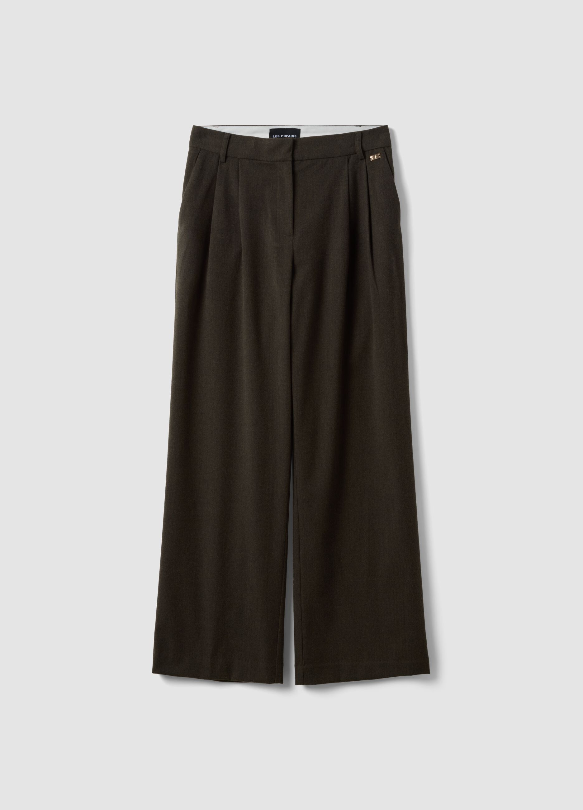 Grey wide-leg trousers in stretch viscose