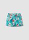 Blue viscose-linen blend tropical print shorts for boys, regular fit_1
