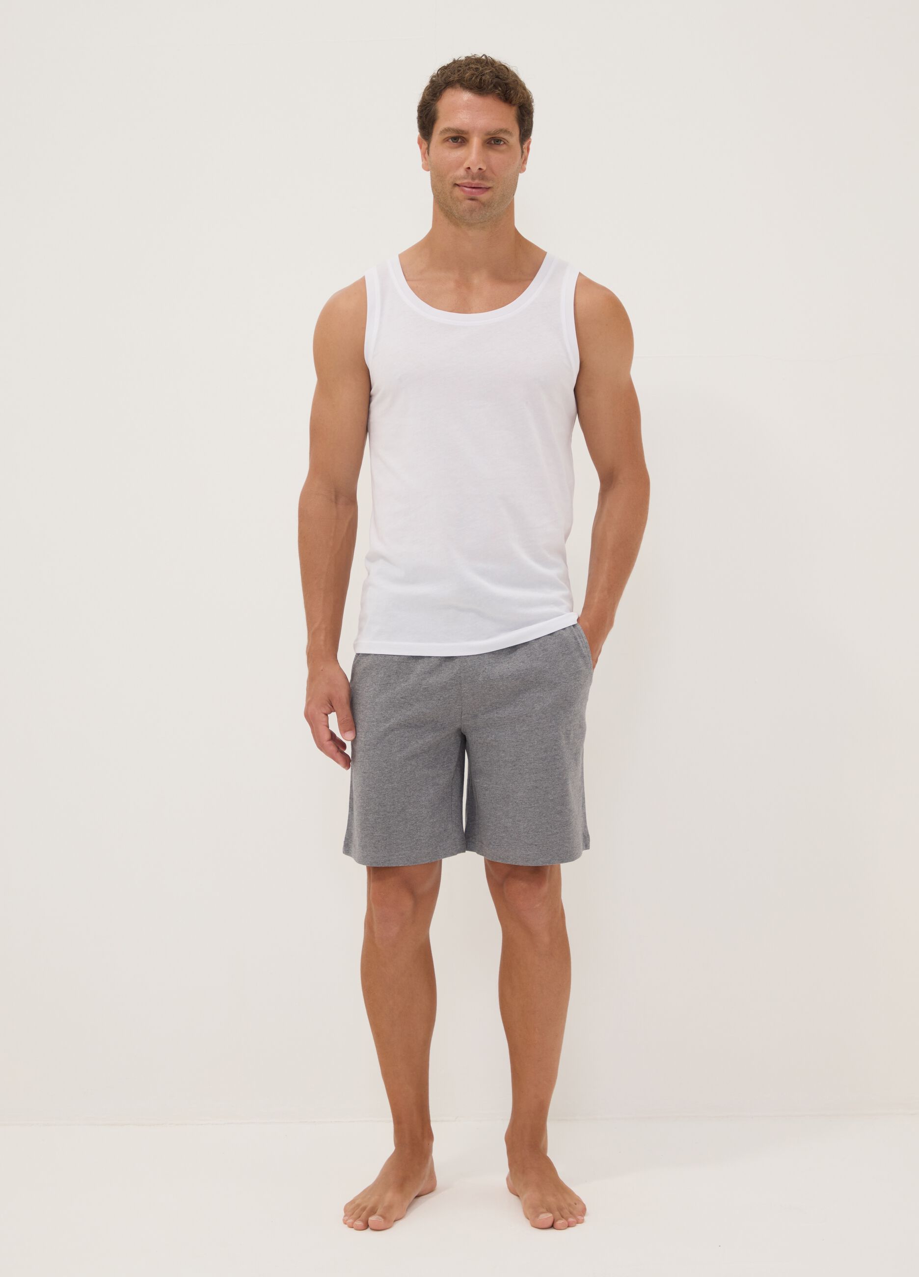 Pantaloncini pigiama grigi in cotone organico