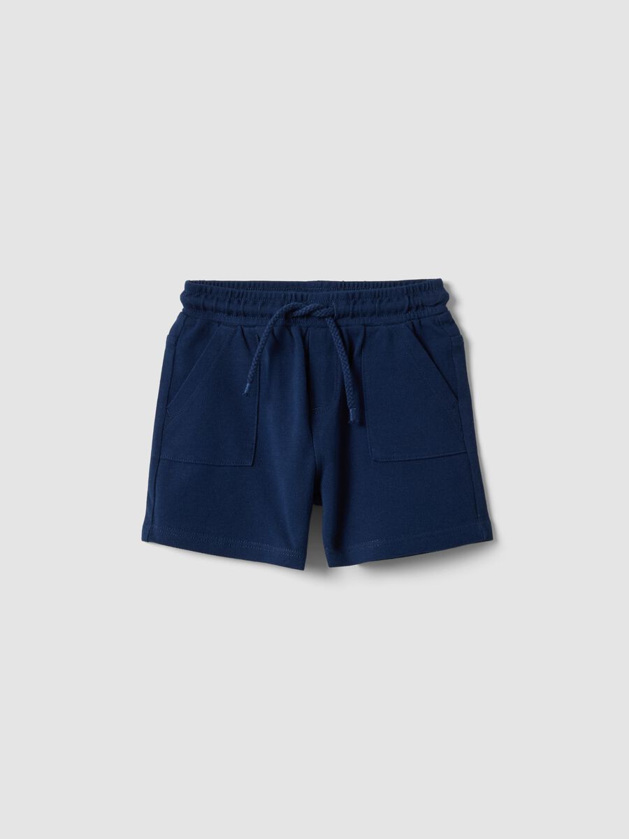 Pantaloncini in puro cotone blu da bimbo regular fit_0