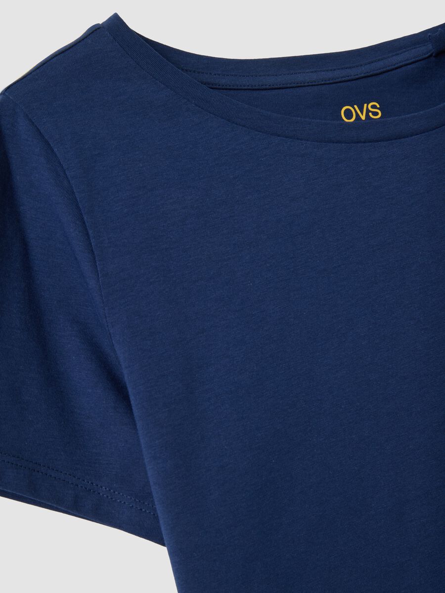 Blue pure cotton short-sleeve T-shirt_5