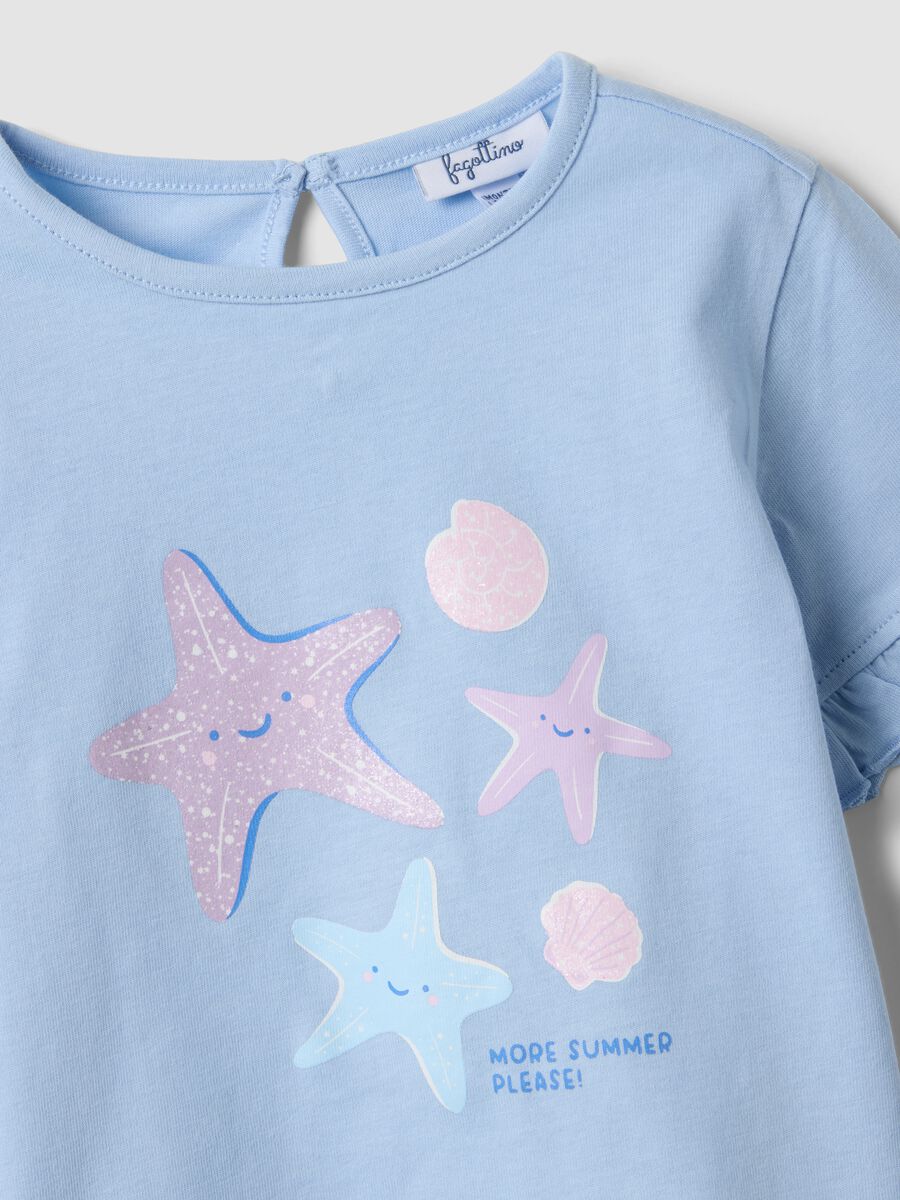 Light blue pure cotton set with T-shirt and leggings for girls, regular fit_2