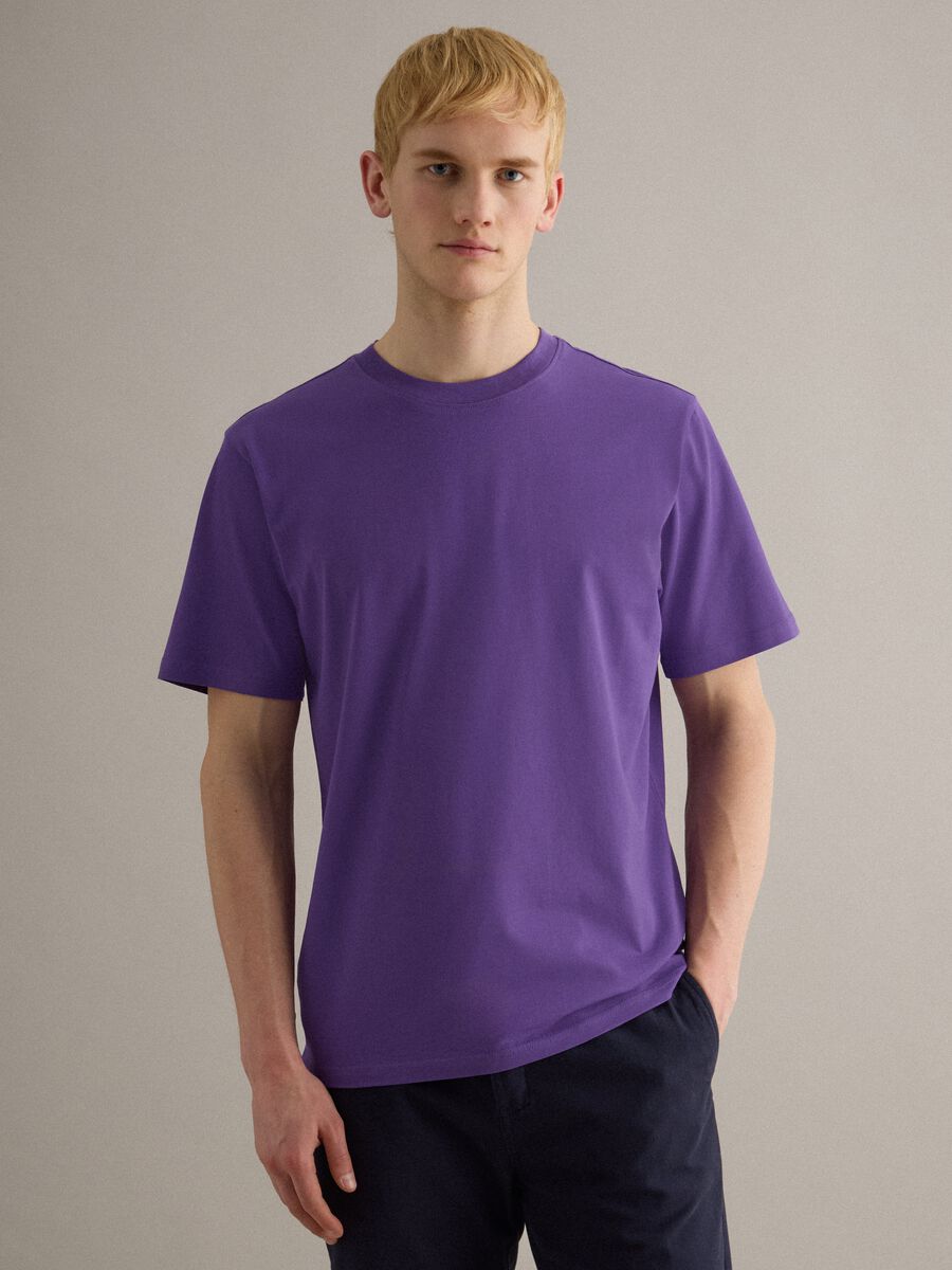 Violet pure cotton crew neck T-shirt relaxed fit_0