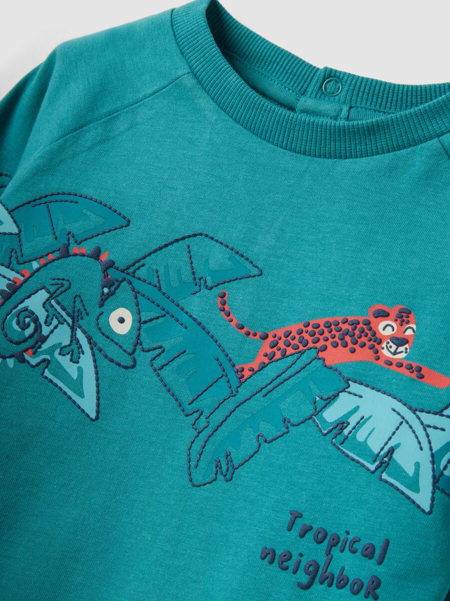 T-shirt azzurra in puro cotone a maniche corte per bimbo over fit_3