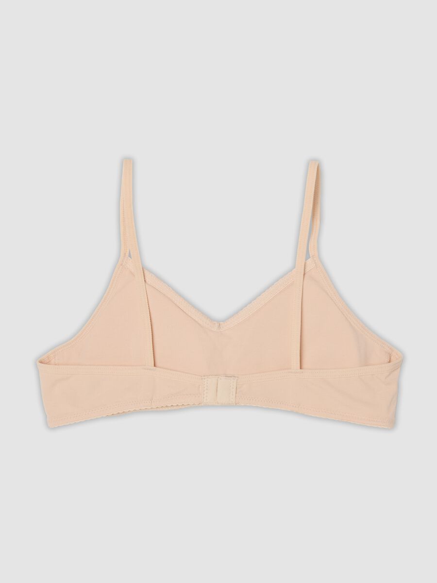 Beige stretch organic cotton bra for girls_1