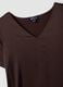 Brown satin stretch V-neck blouse, regular fit_1