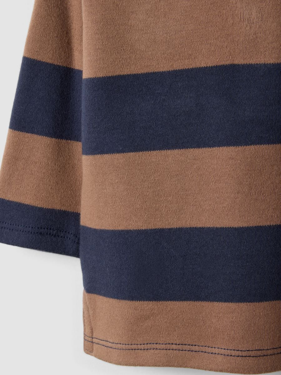 Brown polo shirt with blue stripes in organic cotton for baby, regular fit_3