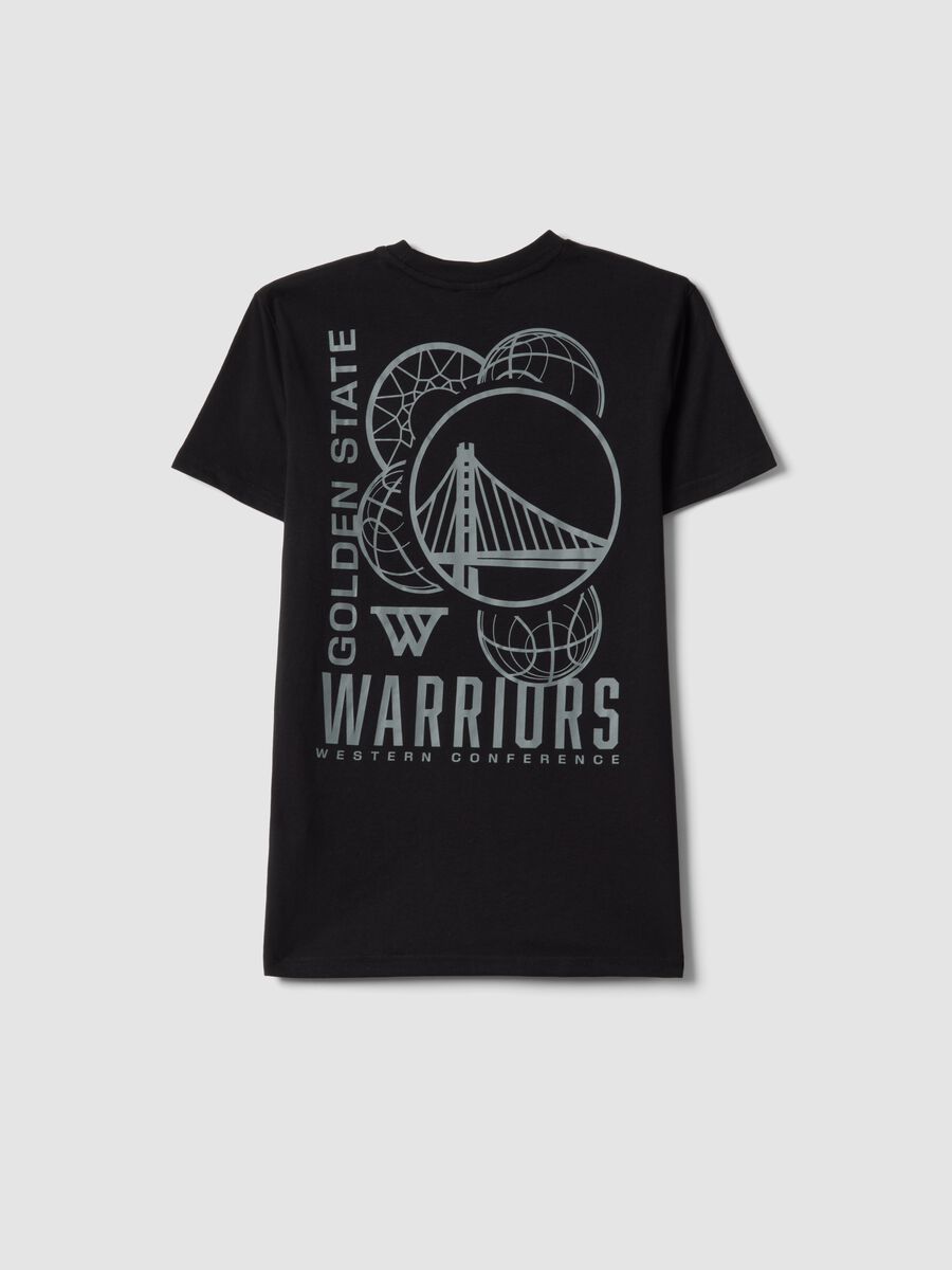 T-shirt in puro cotone nero da ragazzo relaxed fit Warriors_4