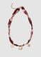 Red floral-print necklace with gold-tone charms_0