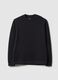 Black regular fit cotton blend crew neck sweatshirt_4