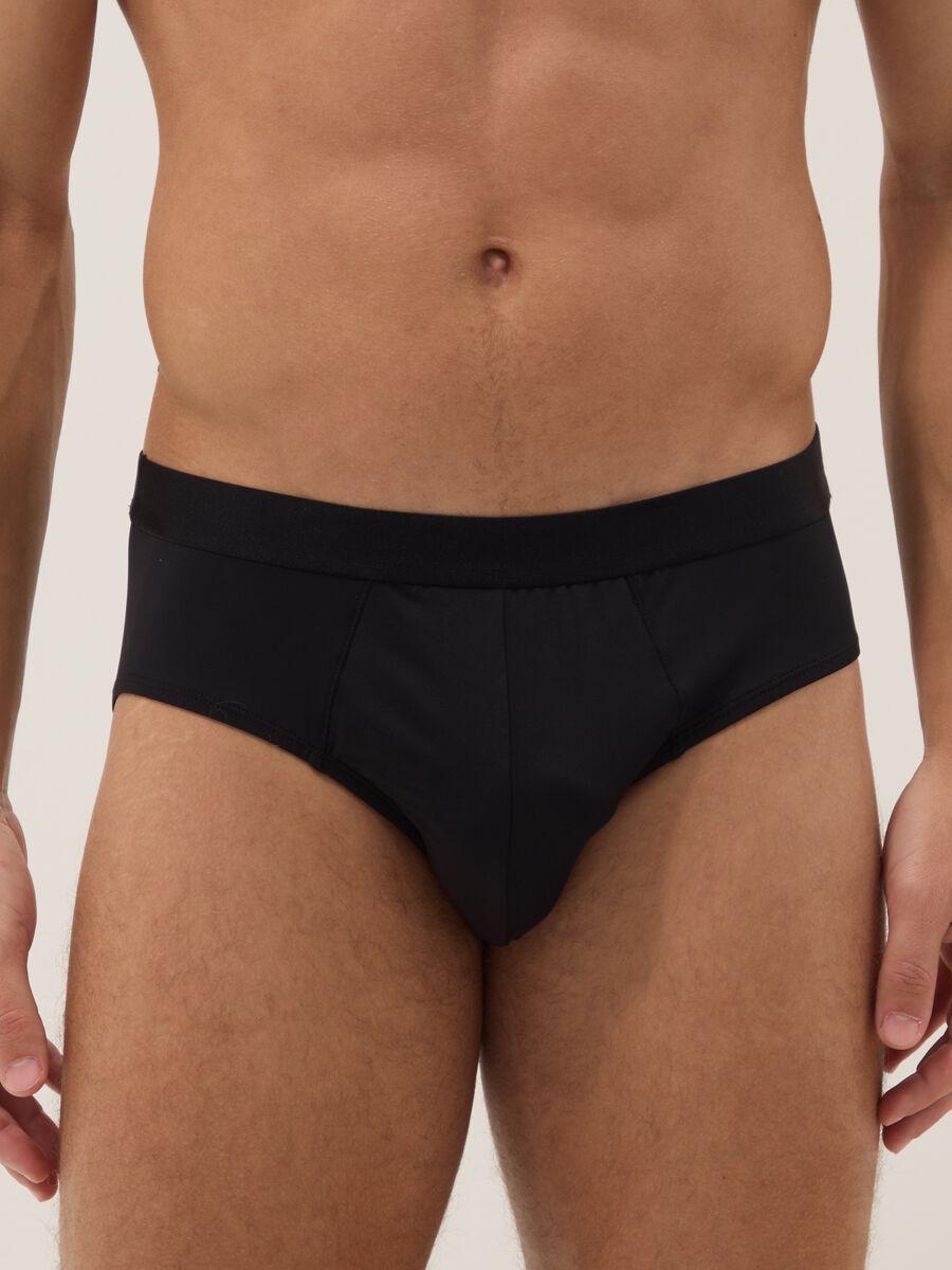 Tripack slip in tessuto elasticizzato nero_1