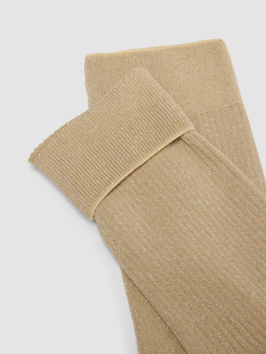 Calzini in cotone elasticizzato beige con glitter_2