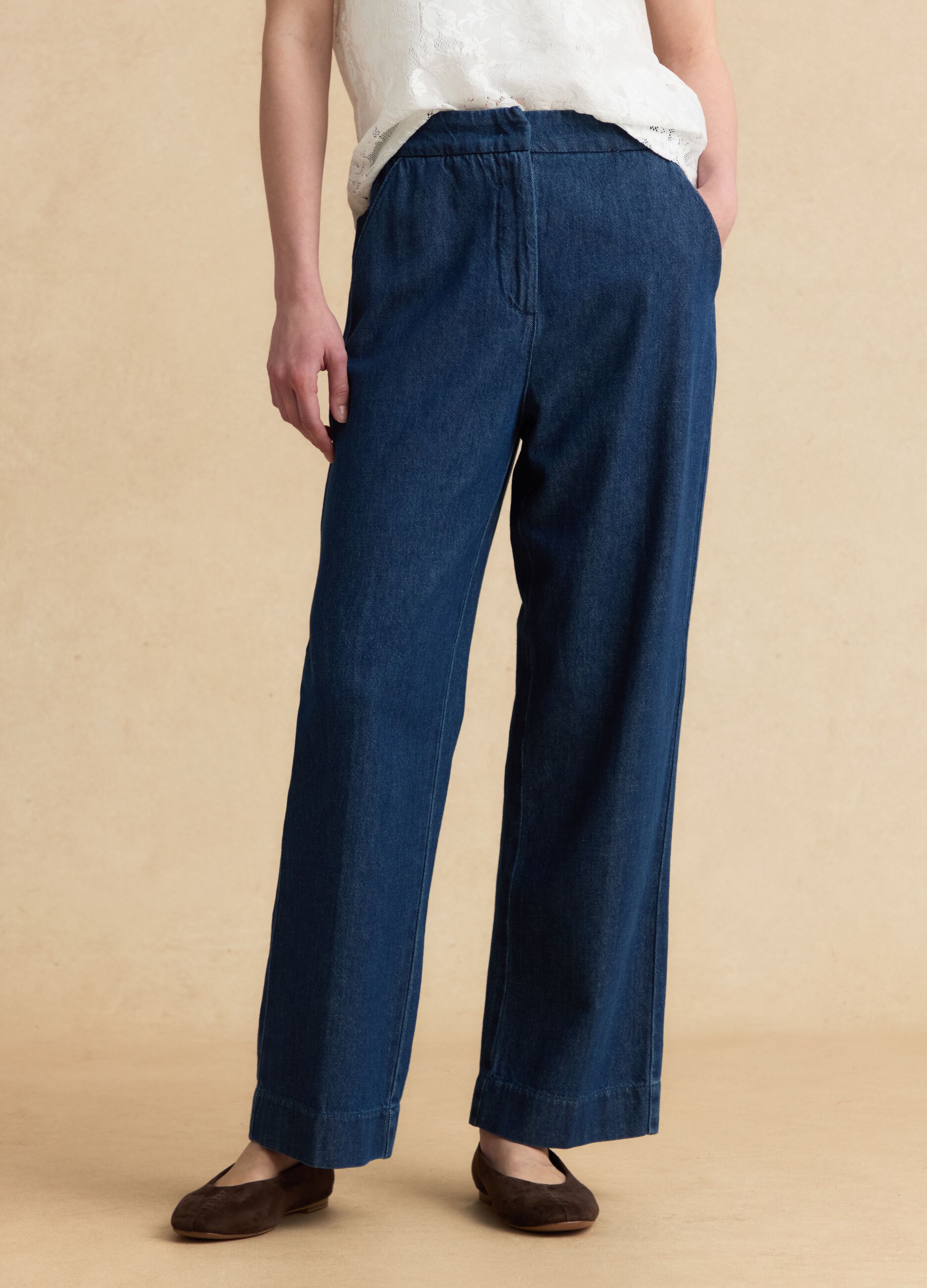 Blue denim jogger trousers in pure cotton, relaxed fit