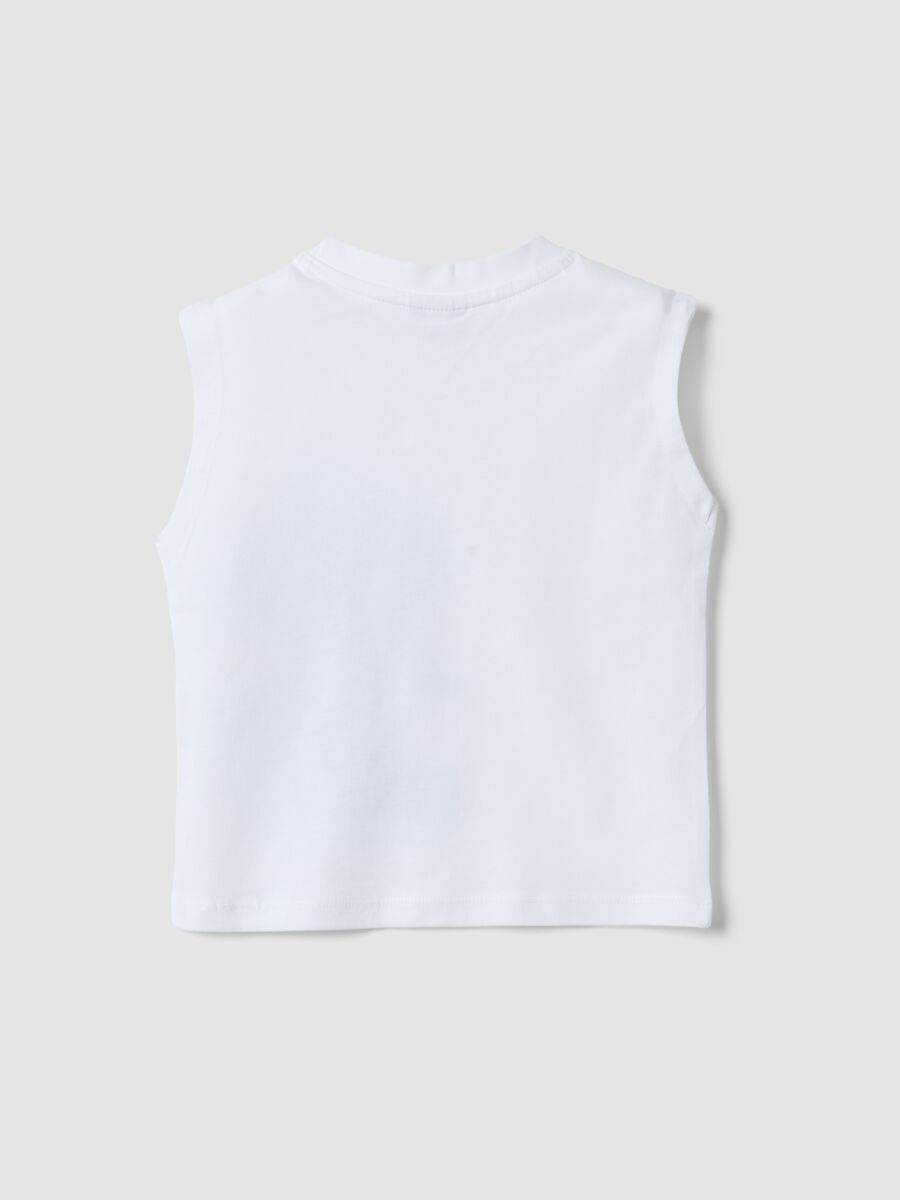 White organic cotton printed tank top_1