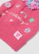 Pink knitted hat with pom-pom and embroidery_2