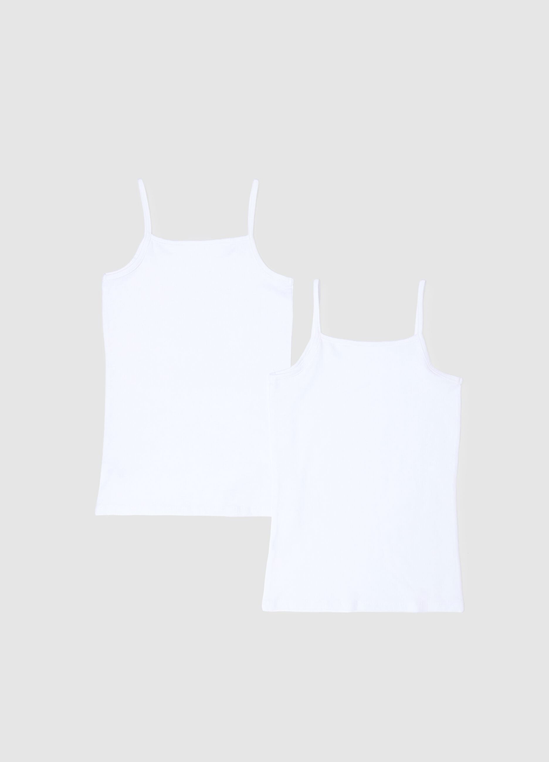 Two-pack of girls' regular fit white stretch cotton vests