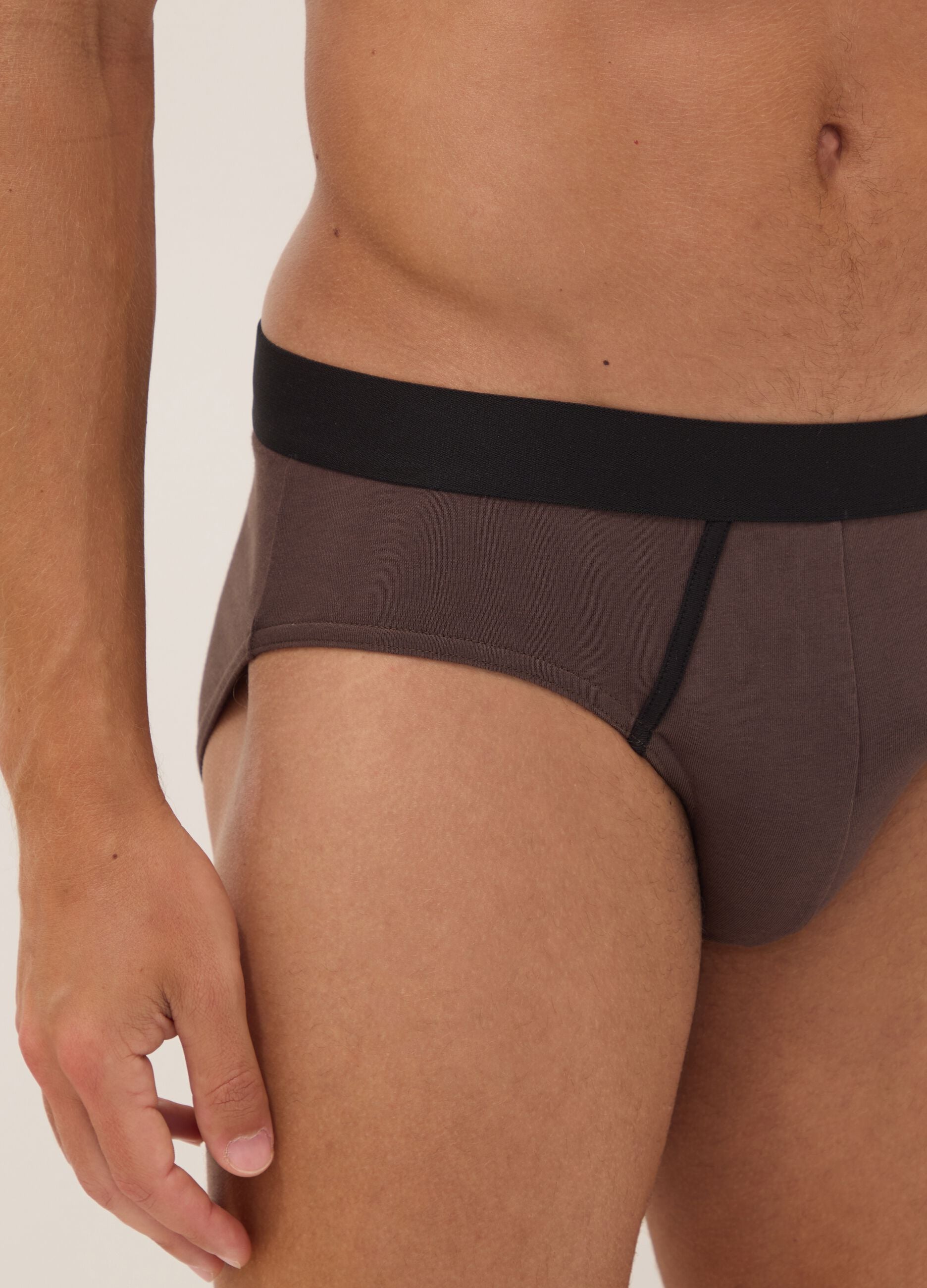 Three-pack of grey stretch organic cotton briefs