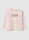 Pink organic cotton and viscose blend T-shirt with cute animals for baby girl_0