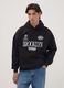 Black cotton-blend hoodie with Brooklyn Nets print_2