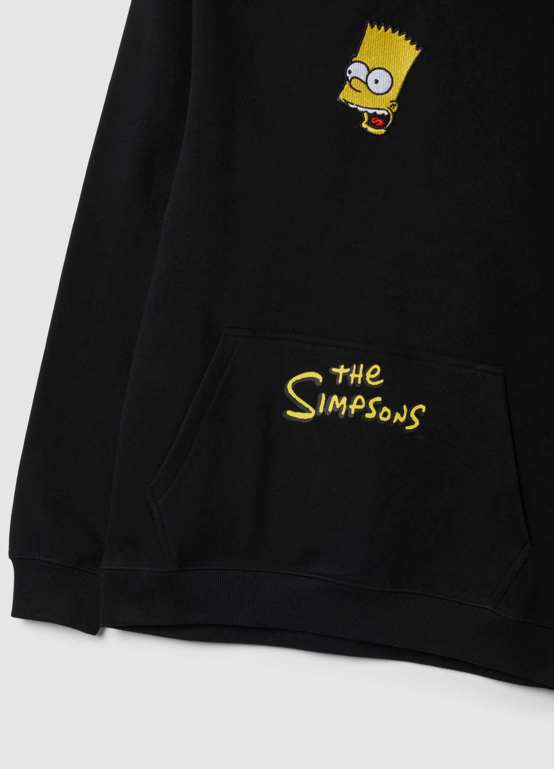 Black pure cotton hoodie with The Simpsons print for boys