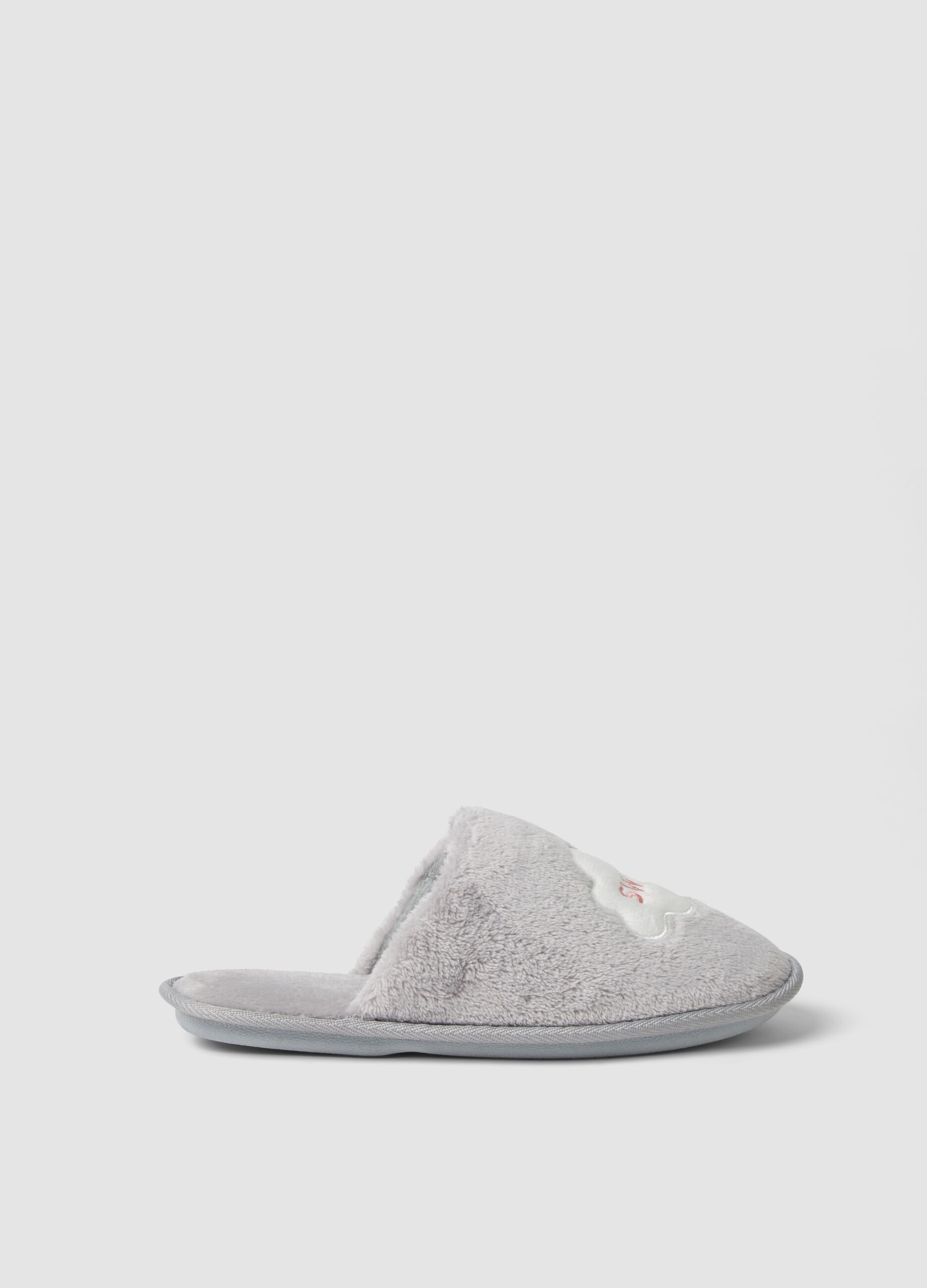 Soft grey slippers for home