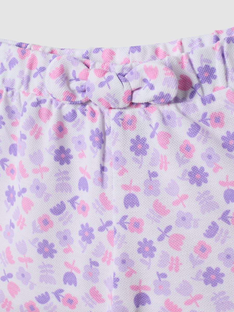 Purple pure cotton floral-print shorts for baby girls, regular fit_2