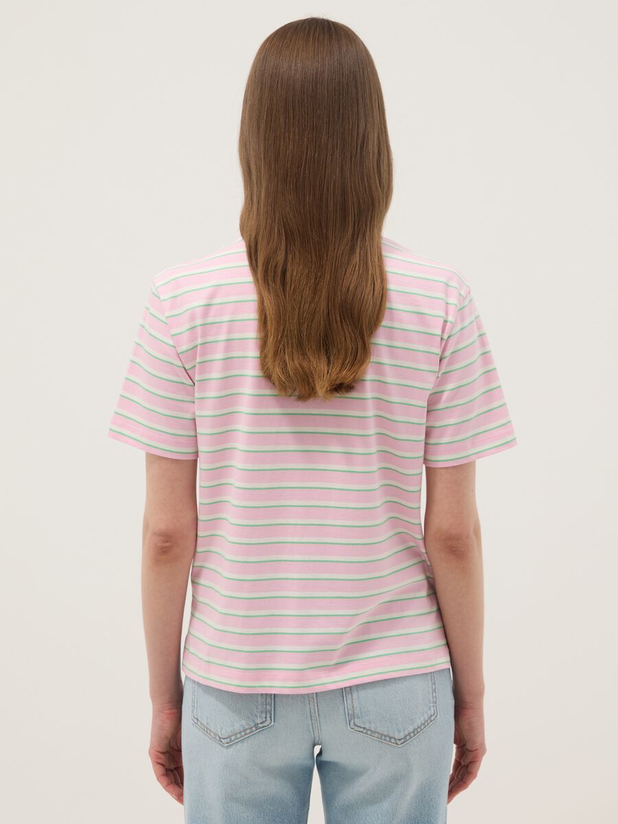 Pink striped pure cotton T-shirt_3