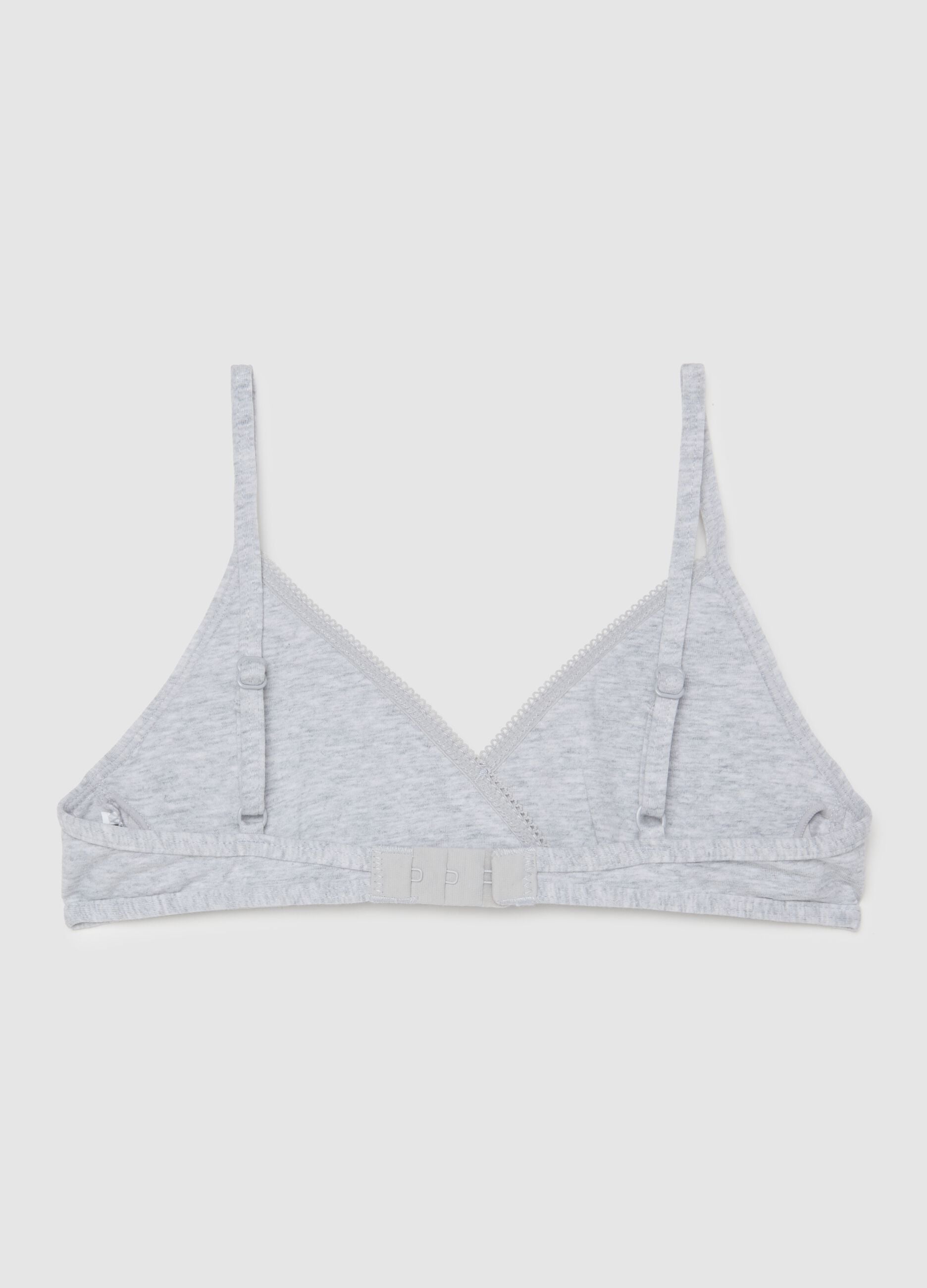 Grey Stretch Cotton Girls' Triangle Bra