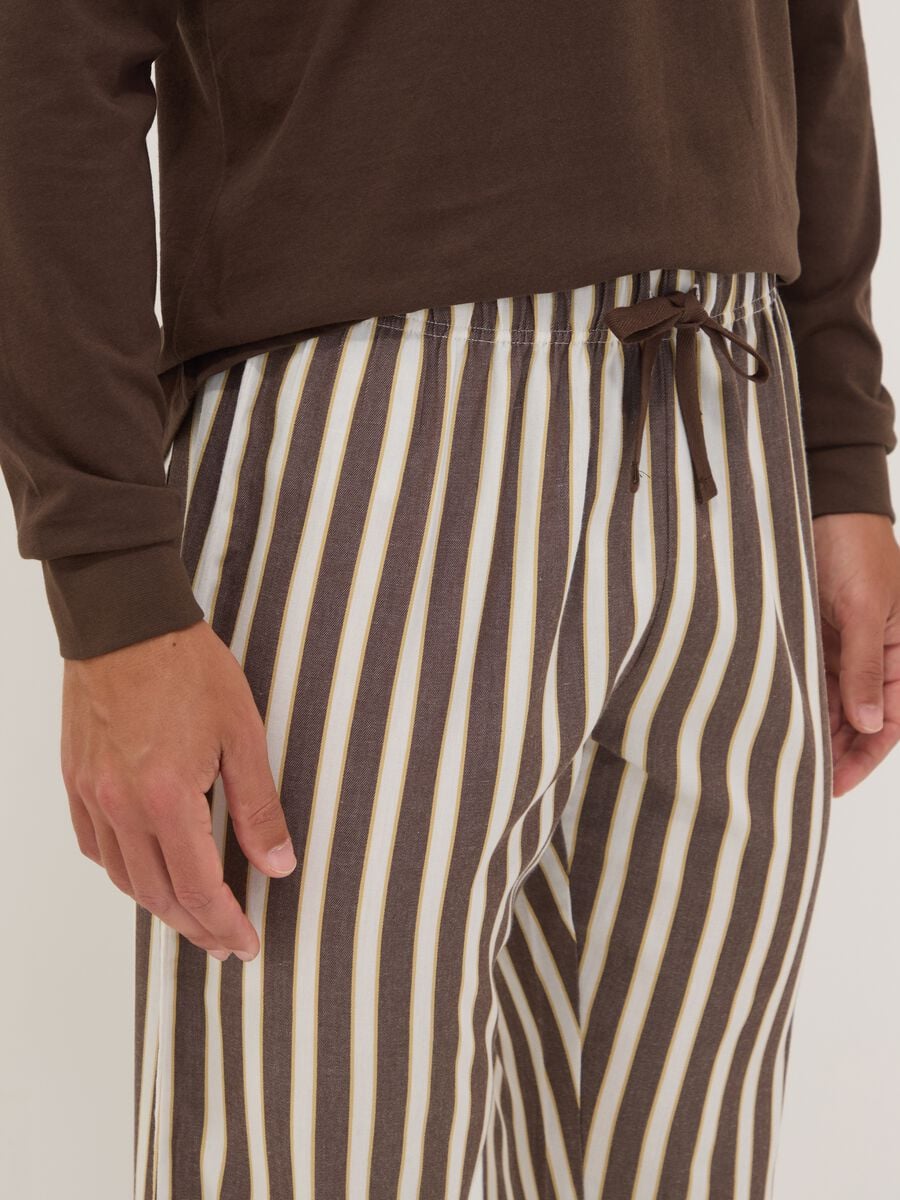 Brown pure organic cotton striped pyjamas, regular fit_3