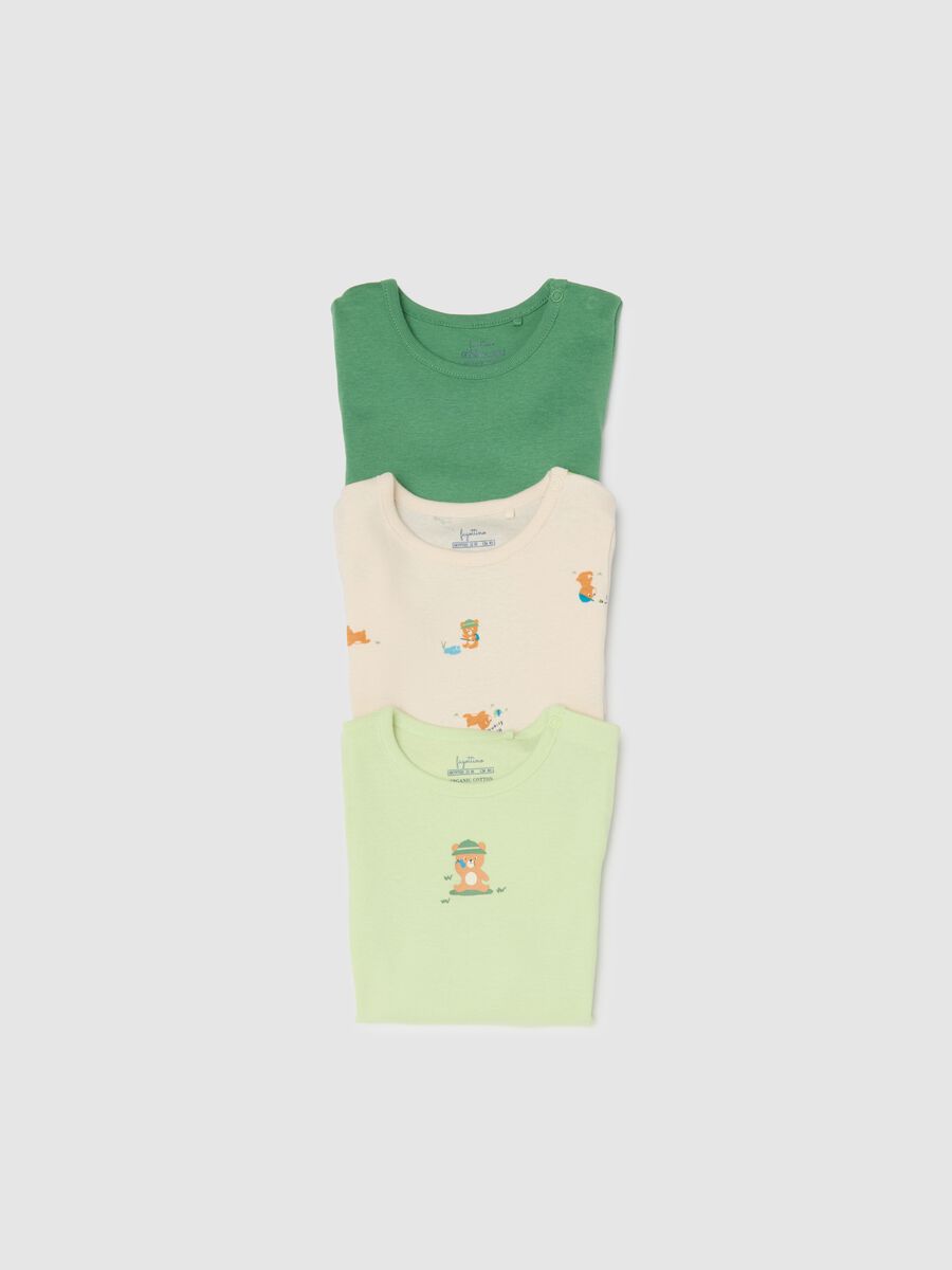 Tripack body in puro cotone multicolor maniche corte per neonati_3