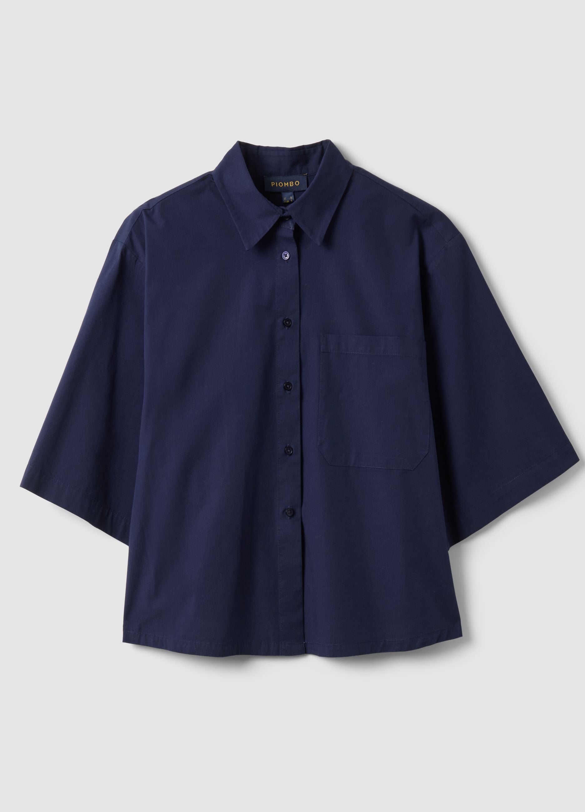 Camicia blu in puro cotone con taschino over fit