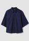 Camicia blu in puro cotone con taschino over fit_4