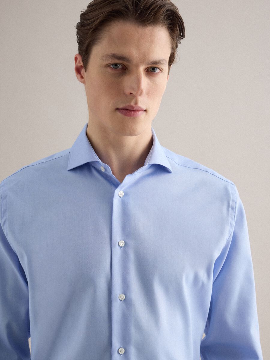 Camicia in puro cotone azzurra regular fit_3