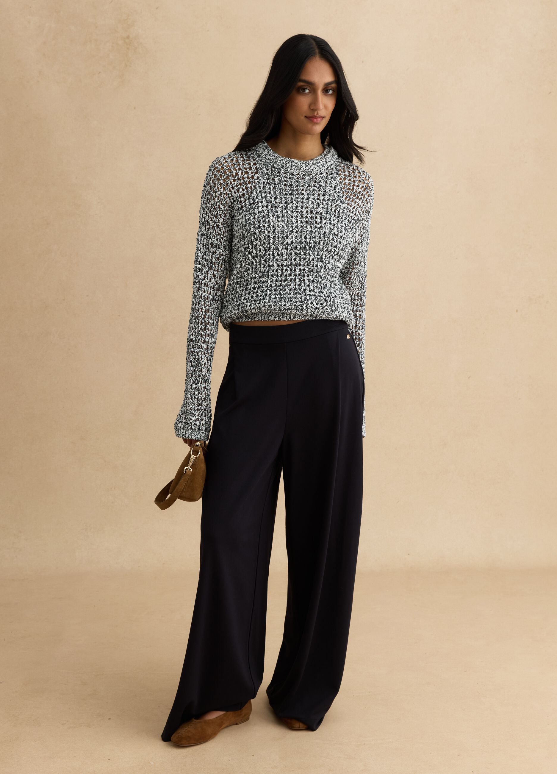 Multicolour cotton blend pullover regular fit with knitted design