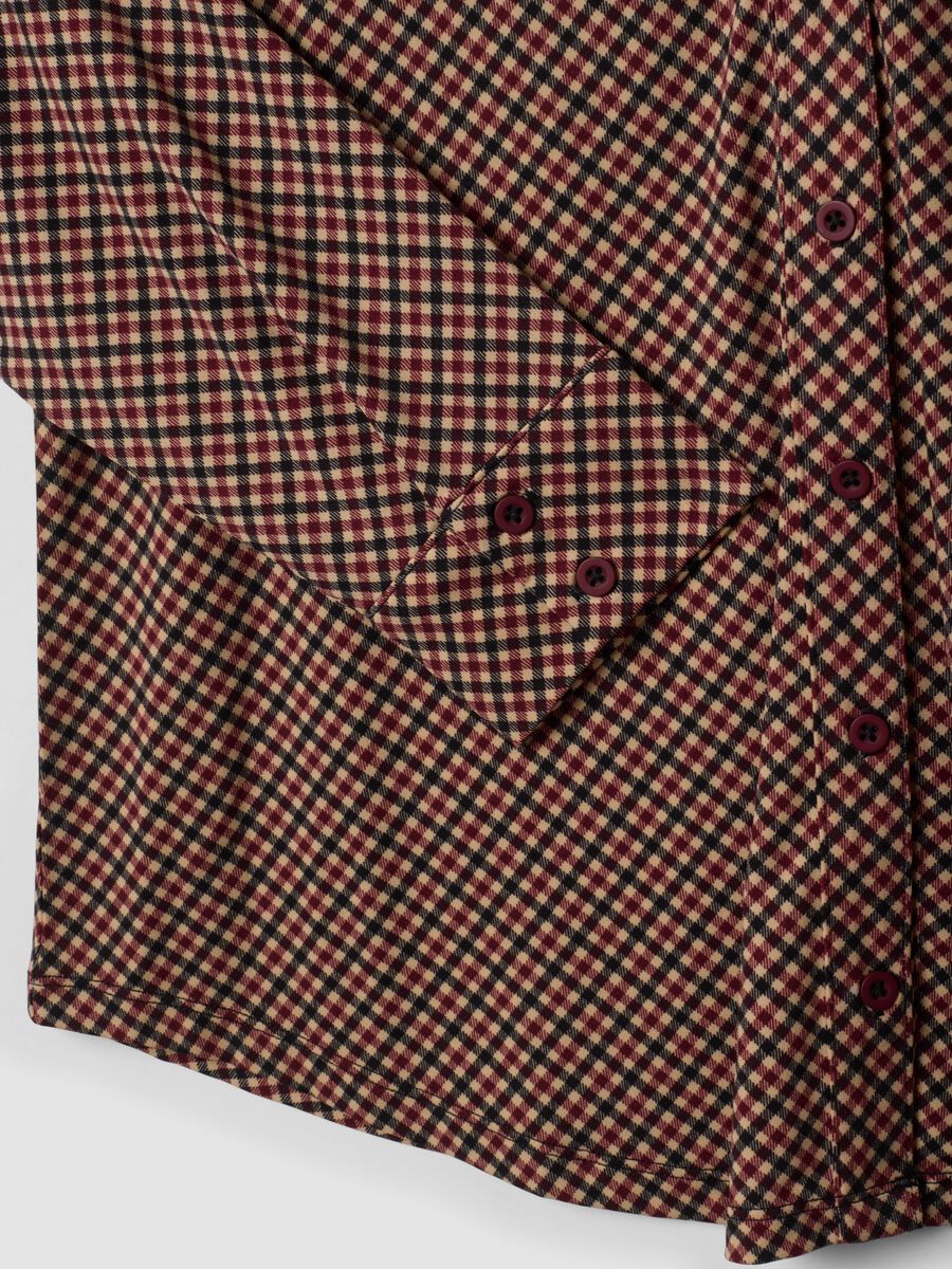 Brown stretch shirt with checked collar, regular fit_1