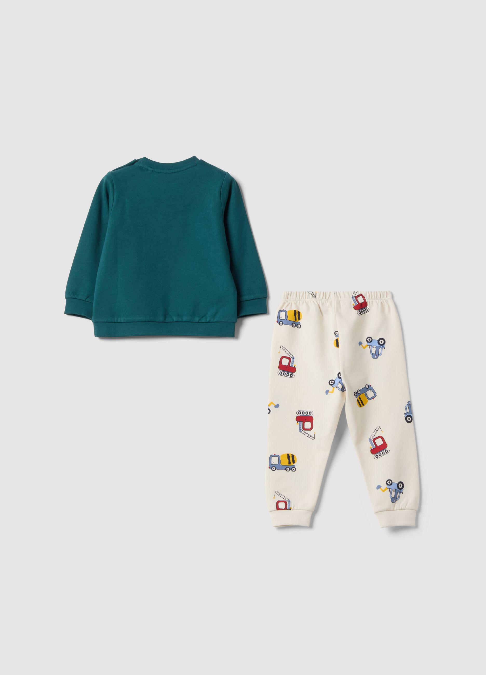 Green and white organic cotton pyjamas with print