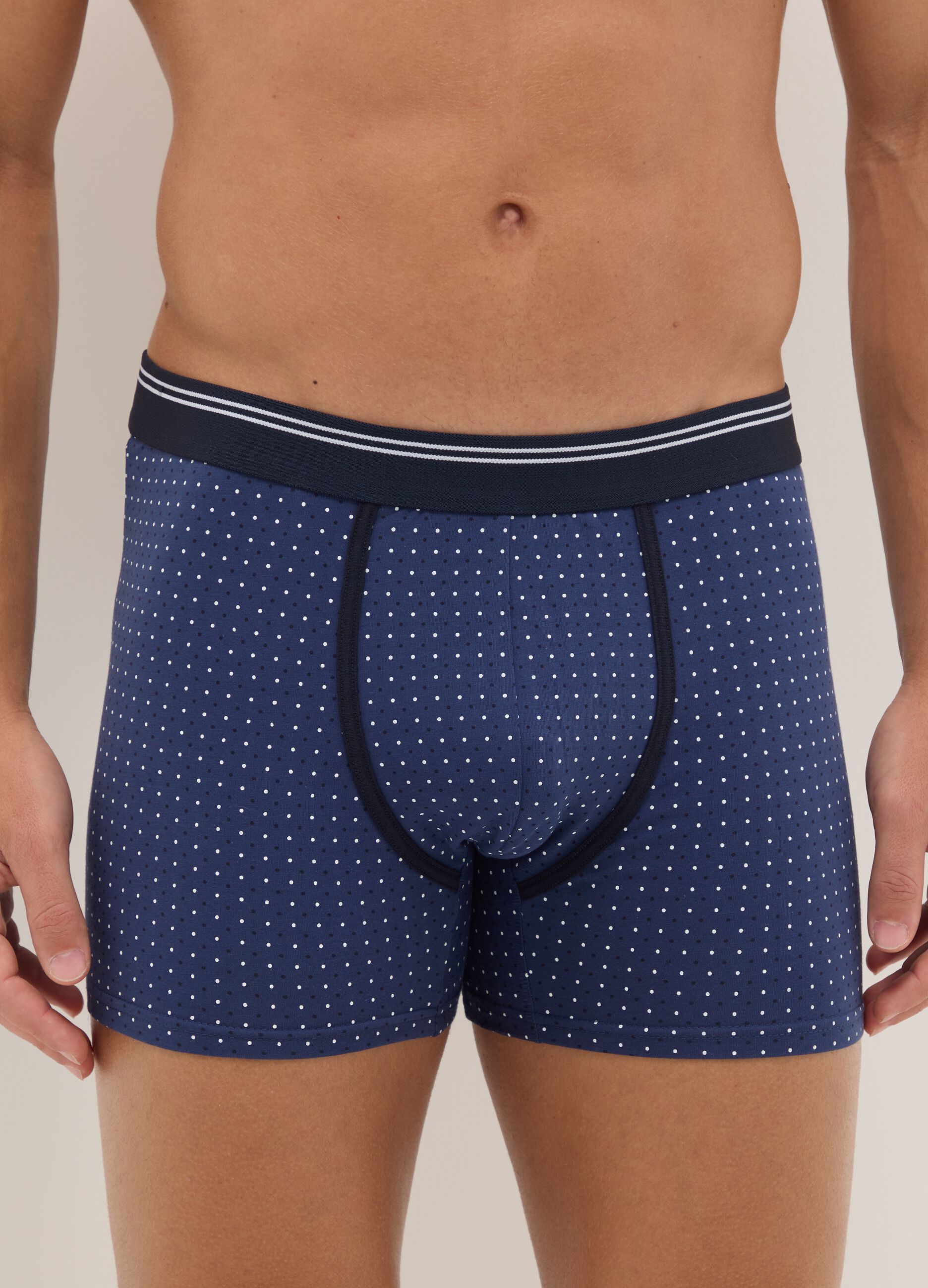 Tripack boxer midi multicolor a pois in cotone organico elasticizzato regular fit